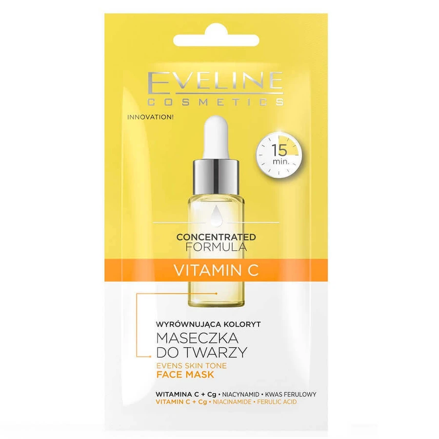 Eveline Cosmetics Концентрована формула балансуючої тону маска для обличчя з вітаміном С, 8 мл: ціни та характеристики