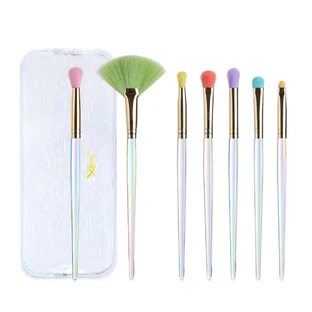 Jessup Colorful Makeup Brushes Набір барвистих кистей для макіяжу в косметичці T318, 7 шт.