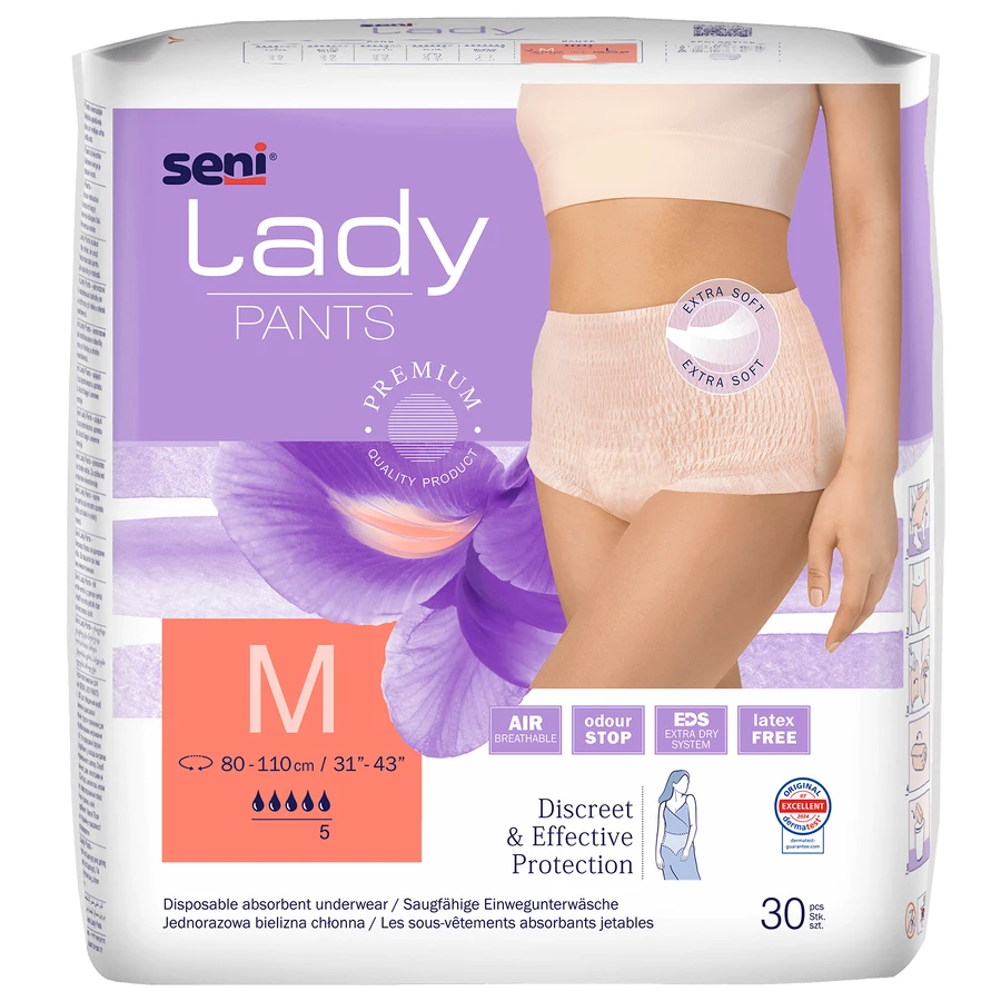 Труси Seni Lady, slipuri absorbante pentru femei, Mediu, 80-110 см, 30 bucăți: ціни та характеристики