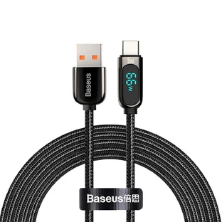 Baseus Display Fast Charging Data Cable USB-A / USB-C 66W 1 m - чорний