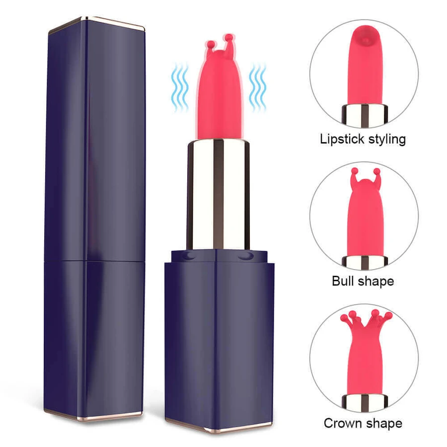 Помада Discreet Vibrator у футлярі зі змінними наконечниками та 9 режимами вібрації Чорний: ціни та характеристики