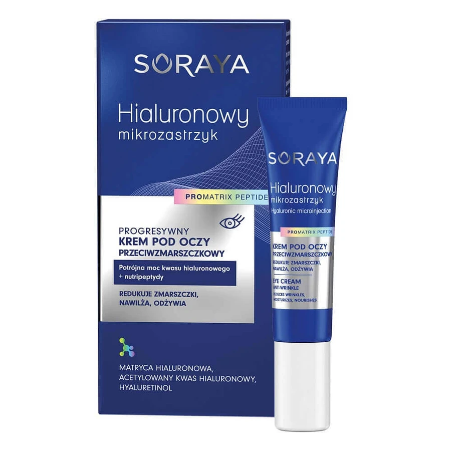 Крем під очі Soraya Hyaluronic Microinjection Progressive Anti-Wrinkle Eye Cream, 15 мл: ціни та характеристики