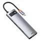 HUB Baseus Metal Gleam 8in1 USB-C - USB-C PD 100W 1x HDMI 4K 30Hz 1x SD і microSD картрідер 3x USB-A 3.2 1xRJ45 - сірий