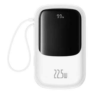 Baseus Qpow Pro+ 20000mAh 22,5W Powerbank із вбудованим кабелем USB-C і дисплеєм - білий