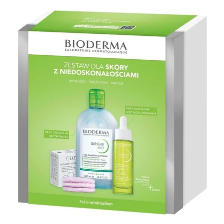 Bioderma Sebium Set Xmass 2024 H2O 500 мл + Сироватка 30 мл + Fluffy Glov Pads, багаторазові, 3 шт.: ціни та характеристики