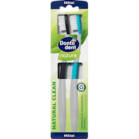 Зубна щітка Dontodent nature Natural Clean medium, 2 шт.: ціни та характеристики