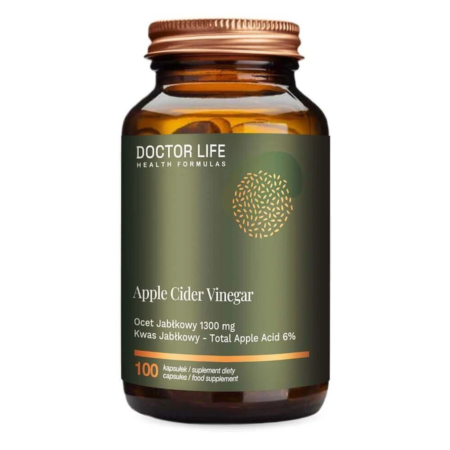 Яблучний оцет Doctor Life 1300 мг, 100 капсул: ціни та характеристики