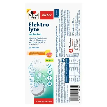 Электролиты Doppelherz aktiv Electrolyte без сахара, 15 шипучих таблеток: цены и характеристики