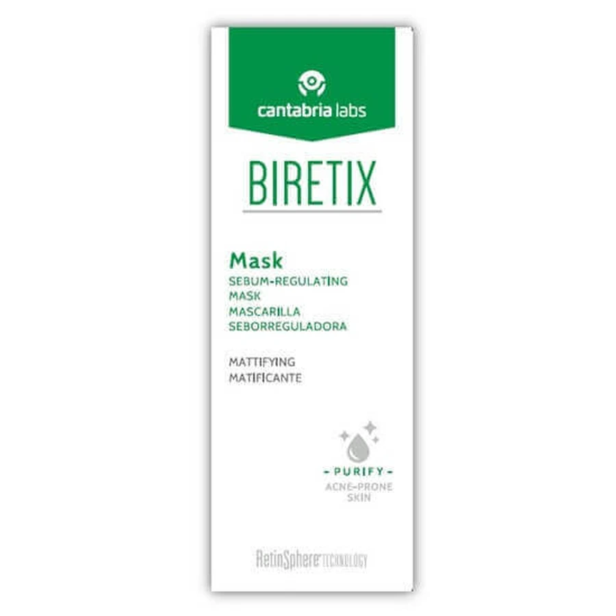 Маска для регулювання шкірного сала Biretix, 25 мл, Cantabria Labs: ціни та характеристики