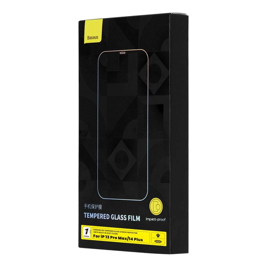 Загартоване скло Baseus для iPhone 14 Plus / 13 Pro Max на весь екран із кришкою динаміка 0,4 мм + монтажний комплект: ціни та характеристики