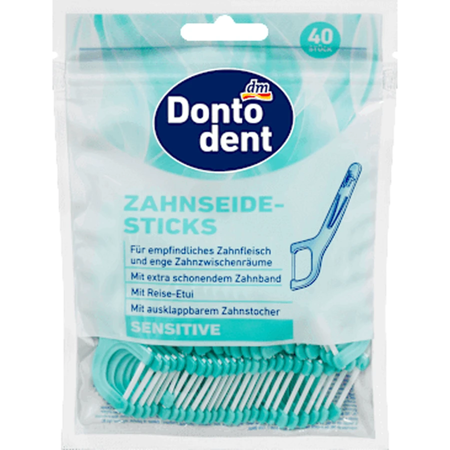 Зубна стрічка Dontodent Sensitive з тримачем, 40 шт.: ціни та характеристики