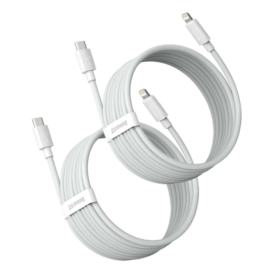 Кабель Baseus Simple Wisdom Lightning / USB-C 20W 1,5 м 2 шт. - білий: ціни та характеристики