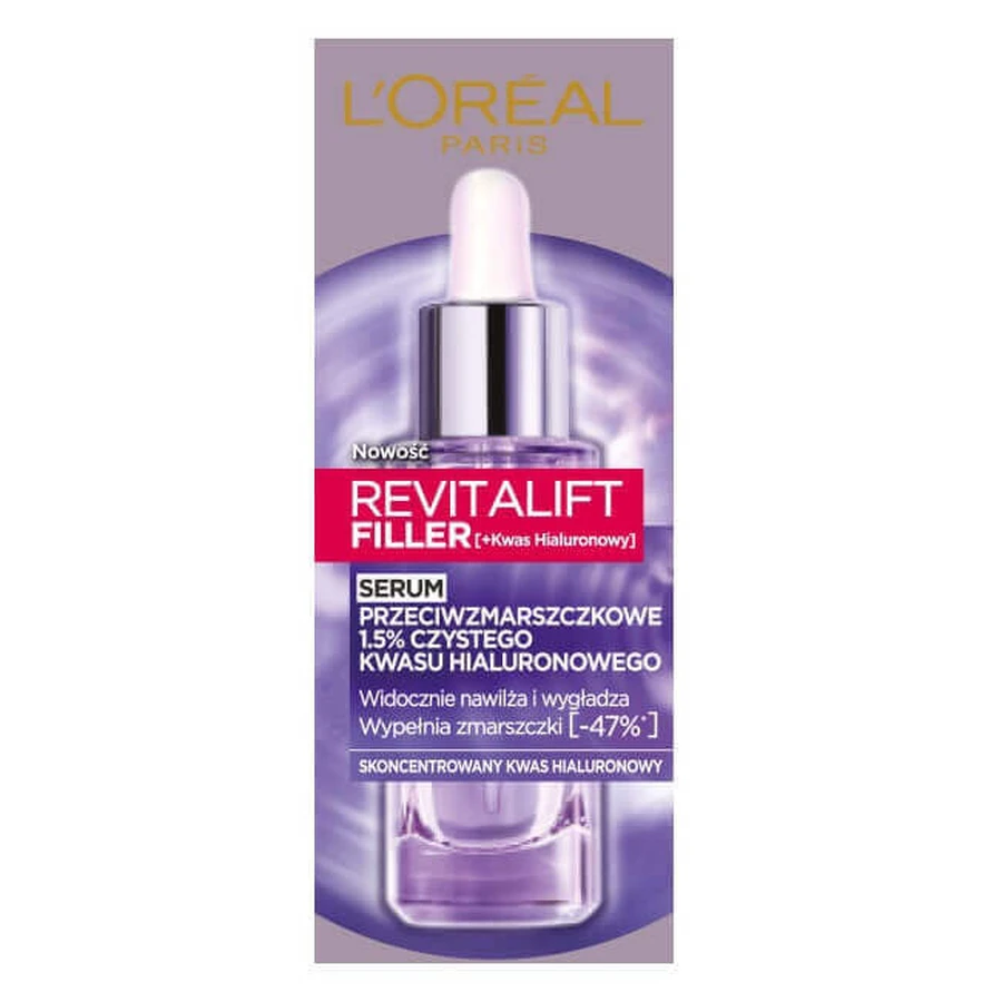L Oreal Paris Revitalift Filler Сироватка проти зморшок з чистою гіалуроновою кислотою 1,5, 30 мл: ціни та характеристики