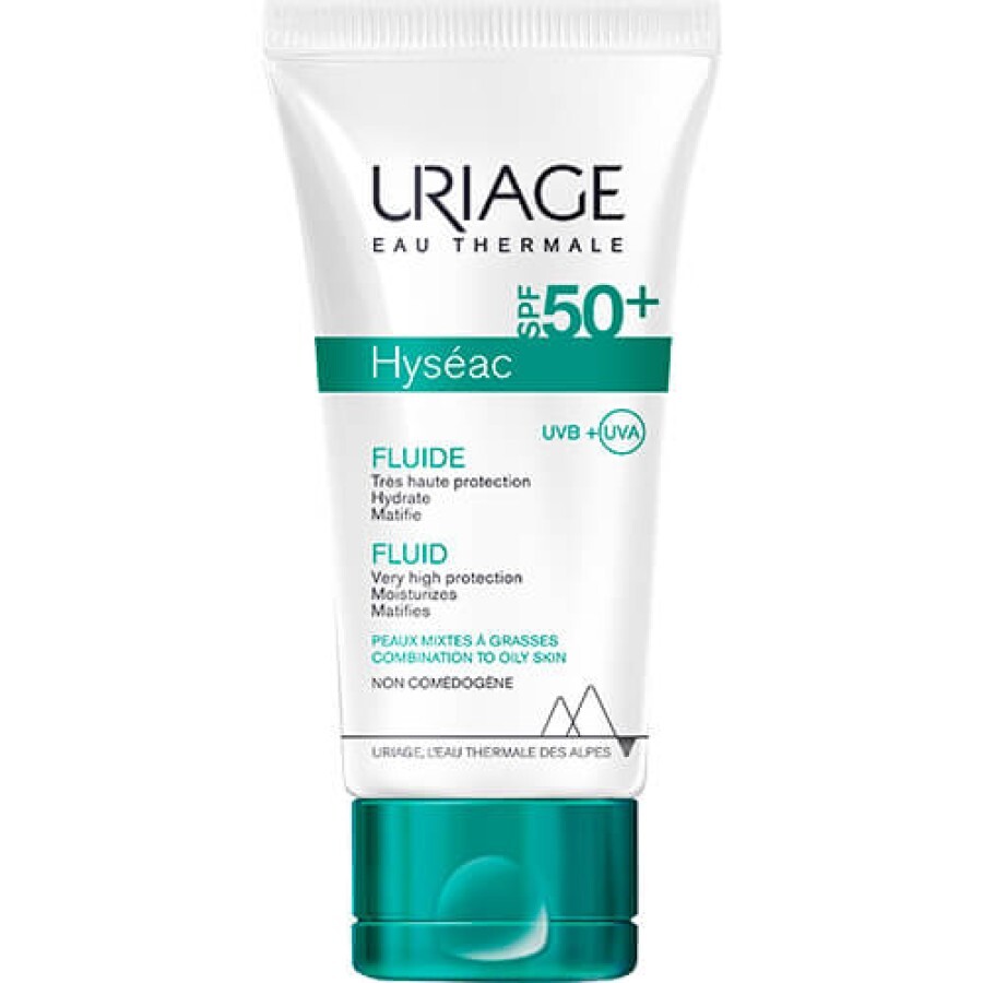 Сонцезахисний флюїд для обличчя Uriage Hyseac Fluide SPF 50+, 50 мл: ціни та характеристики