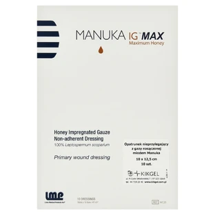 Manuka Ig Max, стерильная упаковка, неадерентная, на основе миры мануки, 10 см x 12,5 см, 1 упаковка