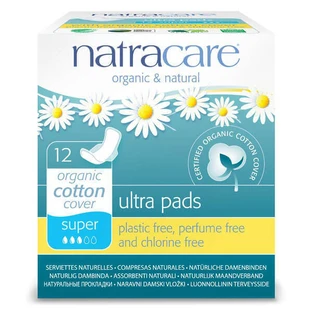 Natracare, prosoape sanitare din bumbac organic cu aripi, Super, 12 buc