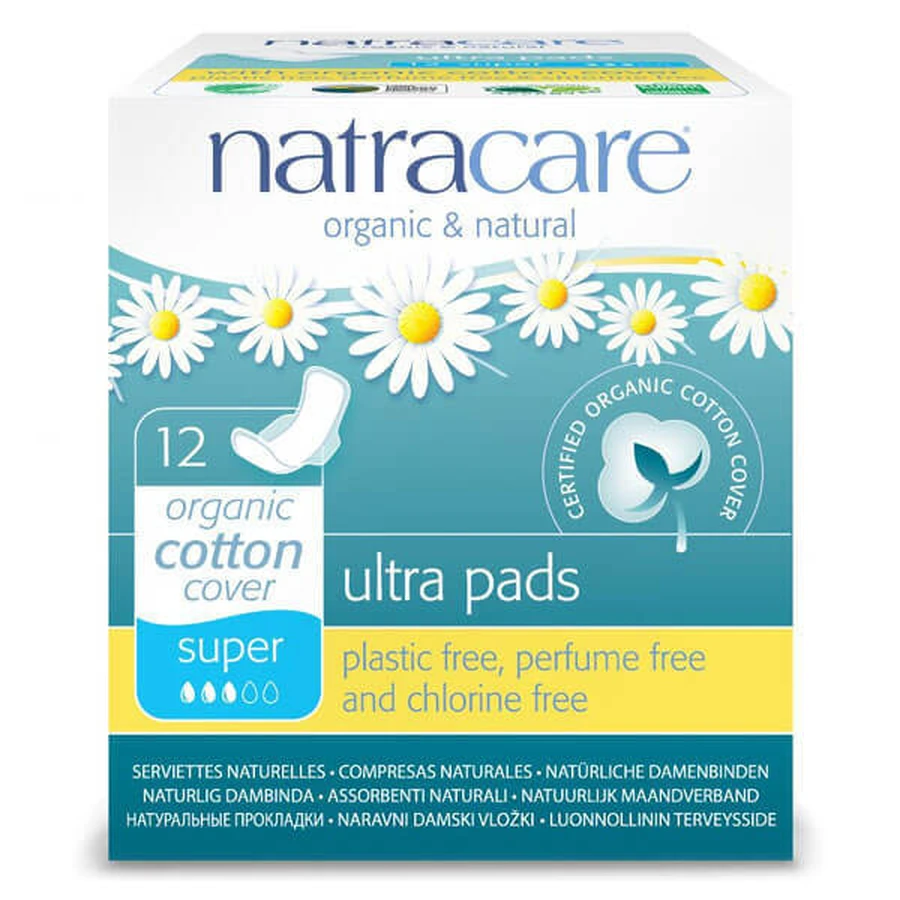 Natracare, prosoape sanitare din bumbac organic cu aripi, Super, 12 buc: цены и характеристики