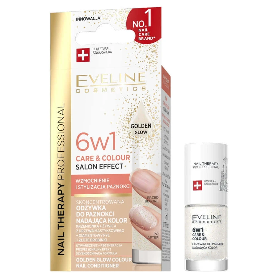 Eveline Cosmetics Therapy Professional Concentrated Color-Giving Nail Conditioner 6-in-1 Golden Glow, 5 мл: ціни та характеристики