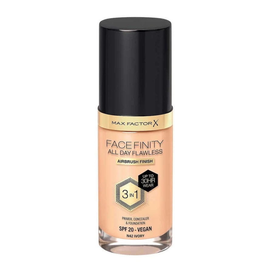 Рідка тональна основа Max Factor Facefinity All Day Flawless 3в1 N42 Слонова кістка, 30 мл: ціни та характеристики