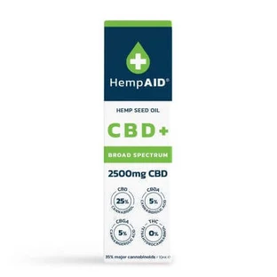 Конопляное масло с 2500 мг CBD, 500 мг CBDA, 500 мг CBGA, 10 мл, HempAID