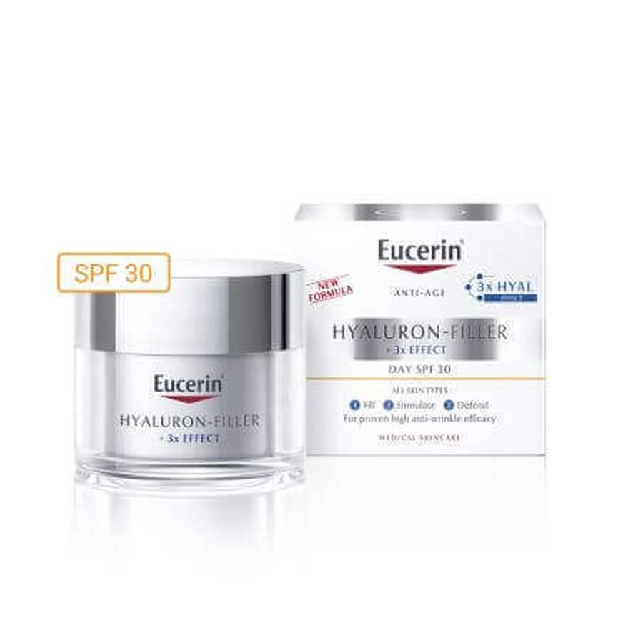 Денний крем з гіалуроновим наповнювачем SPF30, 50 мл, Eucerin: ціни та характеристики