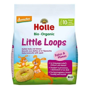 Органическое печенье из полбы и фиников Little Loops, 80 г, Holle