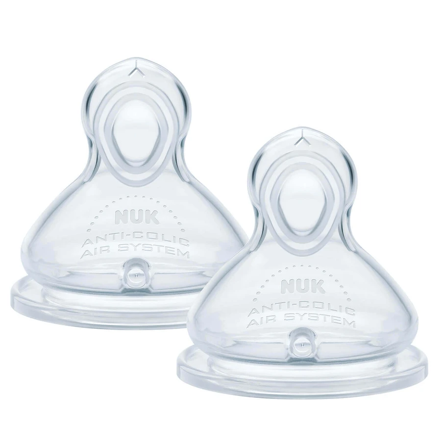 NUK Firt Choice+, tetină pentru biberon fără picurare, кремній, Flow Control, 6-18 luni, 2 bucăți: ціни та характеристики