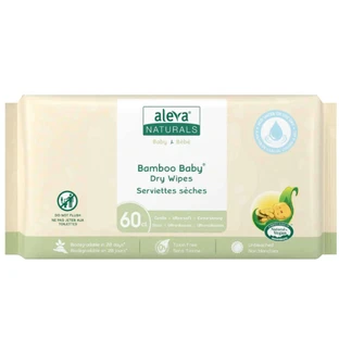 Салфетки из высушенного бамбукового волокна, 60 штук, Aleva Naturals