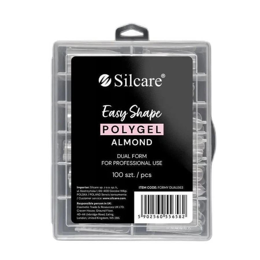 Silcare Easy Shape Polygel Clear Dual Almond акриловые формы, 100 шт.: цены и характеристики
