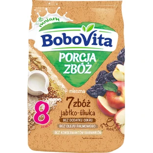 Суха молочна каша BoboVita 7 злаків з яблуком та сливою, для дітей з 8 місяців, 210 г
