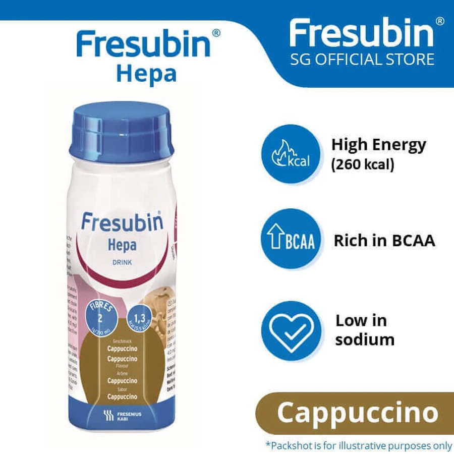 Продукт специального медицинского назначения Fresubin Hepa Drink, со вкусом капучино, 4 x 200 мл: цены и характеристики