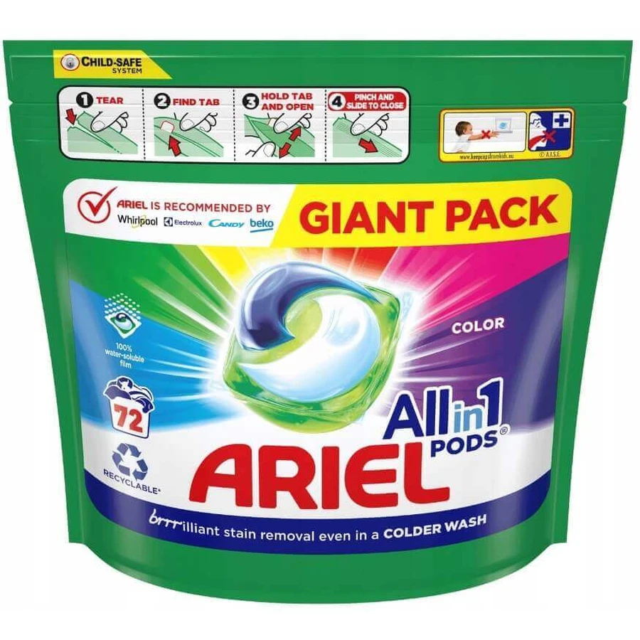 Ariel, All in 1 Pods, Color Washing Capsules, 72 шт: ціни та характеристики