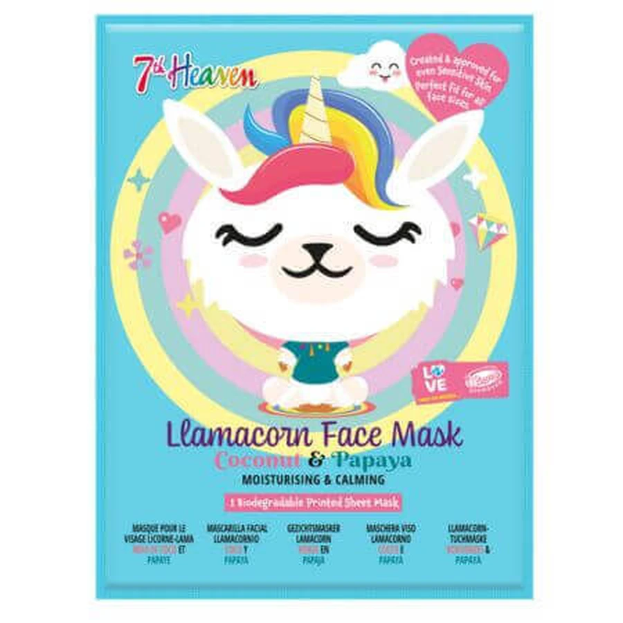 Маска для лица для подростков Llamacorn 7th Heaven, 1 штука, Montagne Jeuness: цены и характеристики