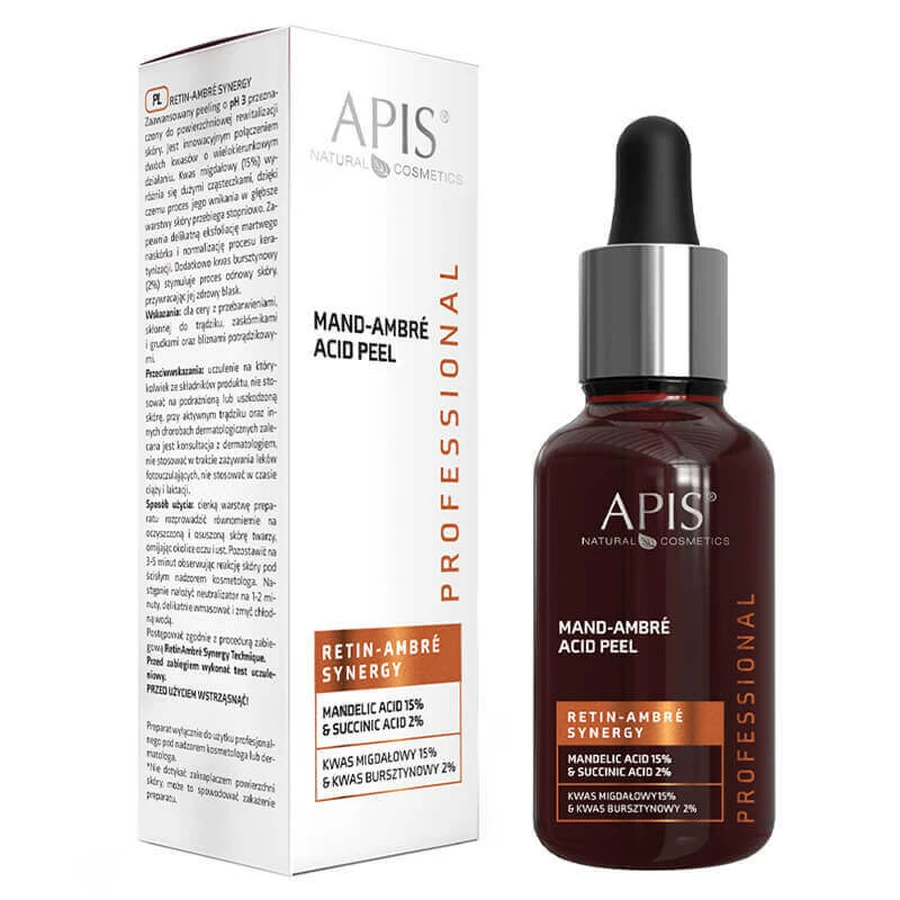 Apis Professional Retin Ambre Synergy, кислотный пилинг, кислота манделиновая 15% + кислота янтарная 2%, 30 мл: цены и характеристики