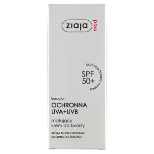 Ziaja Med, SPF 50+, матирующий крем для жирной и комбинированной кожи, 50 мл