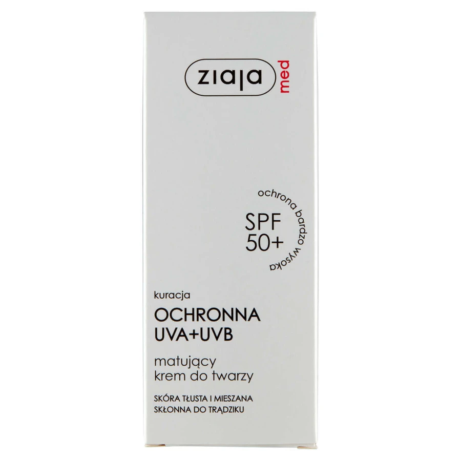 Ziaja Med, SPF 50+, матирующий крем для жирной и комбинированной кожи, 50 мл: цены и характеристики