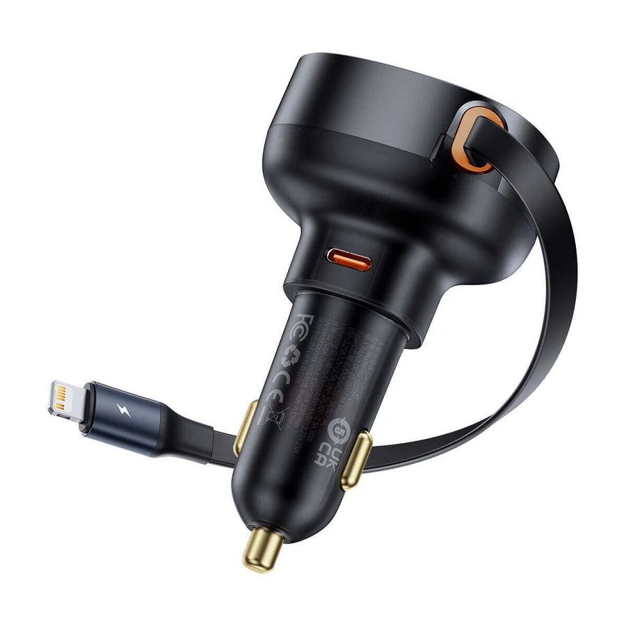 Автомобильное зарядное устройство Baseus Enjoyment Pro USB-C (гнездо) / Lightning (штекер) 60 Вт - черное: цены и характеристики