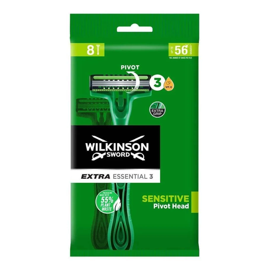 Одноразові чоловічі бритви Wilkinson Extra Essential 3 Sensitive, 8 шт.: ціни та характеристики