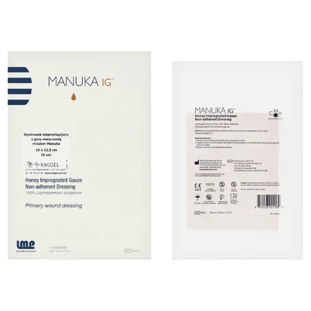 Manuka Ig, стерильний, pansament antiaderent înmuiat în miere de Manuka, 10 cm x 12,5 cm, 1 buc: ціни та характеристики