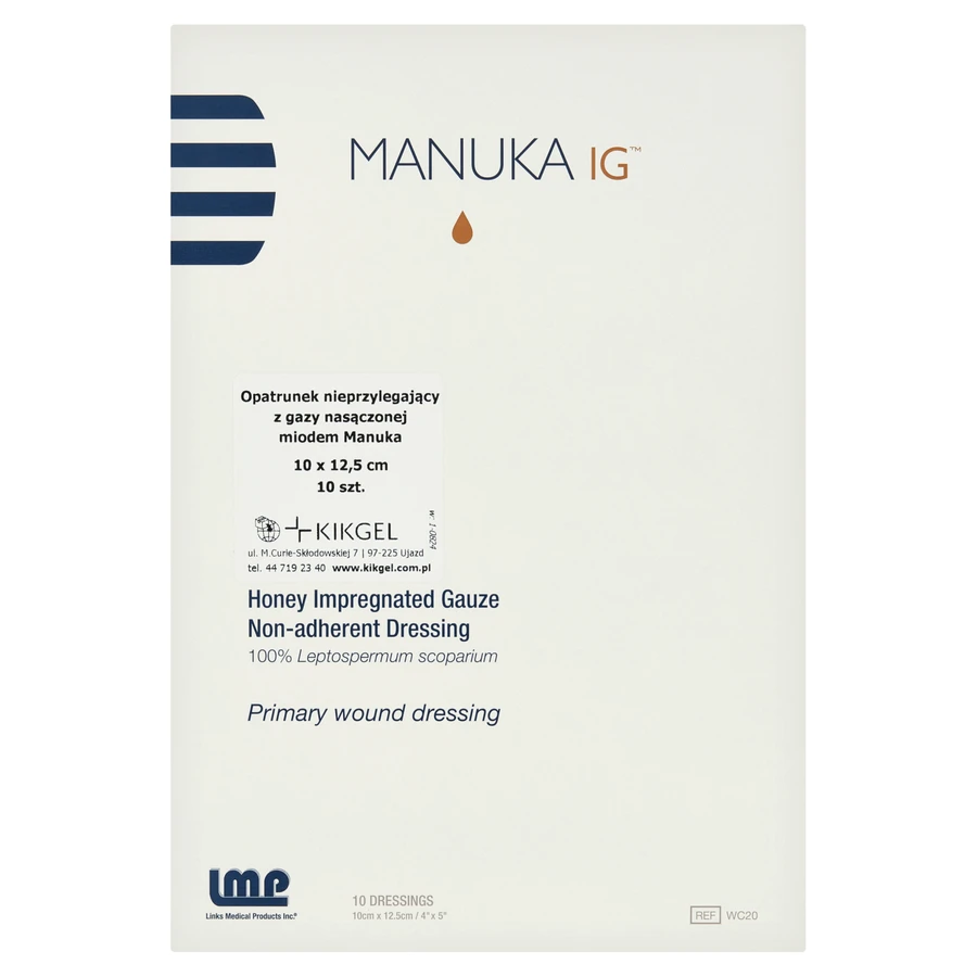Manuka Ig, стерильний, pansament antiaderent înmuiat în miere de Manuka, 10 cm x 12,5 cm, 1 buc: ціни та характеристики