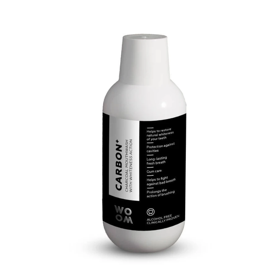 Woom Carbon+ Charcoal Відбілюючий ополіскувач для ротової порожнини з вугіллям, 500 мл: ціни та характеристики