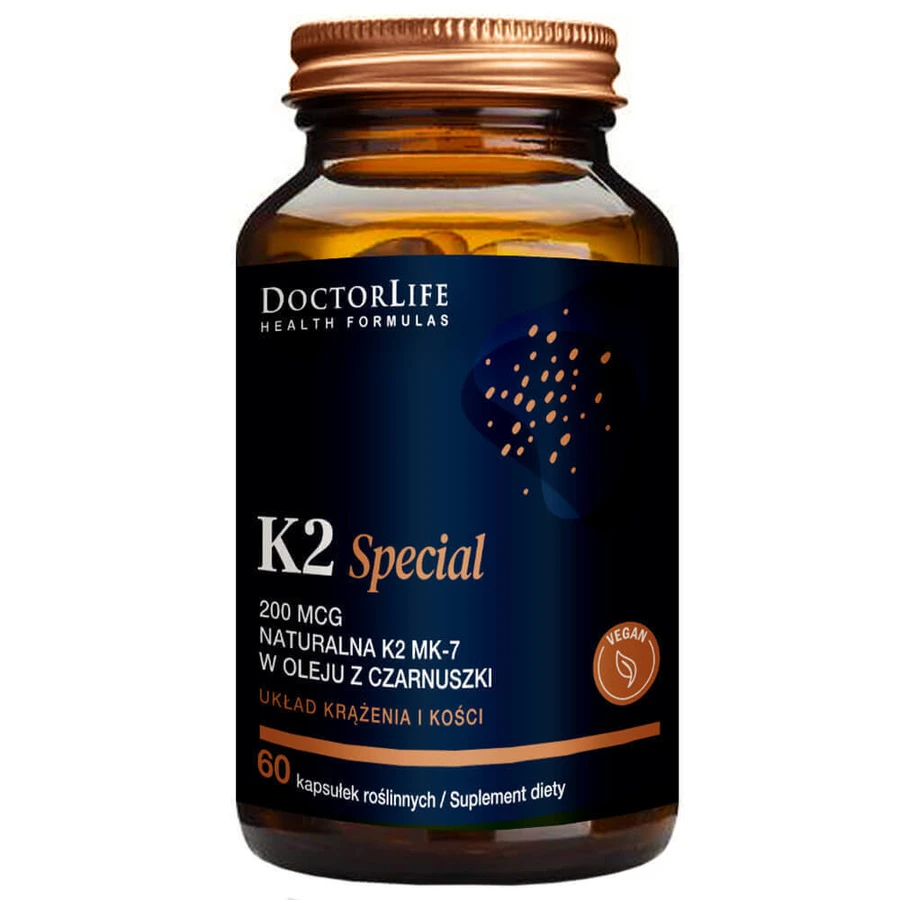 Doctor Life K2 Special 200мкг натуральний K2 MK-7 в олії чорного кмину, 60 капсул: ціни та характеристики