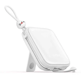 Внешний аккумулятор Joyroom с кабелями USB C и Lightning и подставкой Cutie Series 10000 мАч 22,5 Вт, белый (JR-L008)