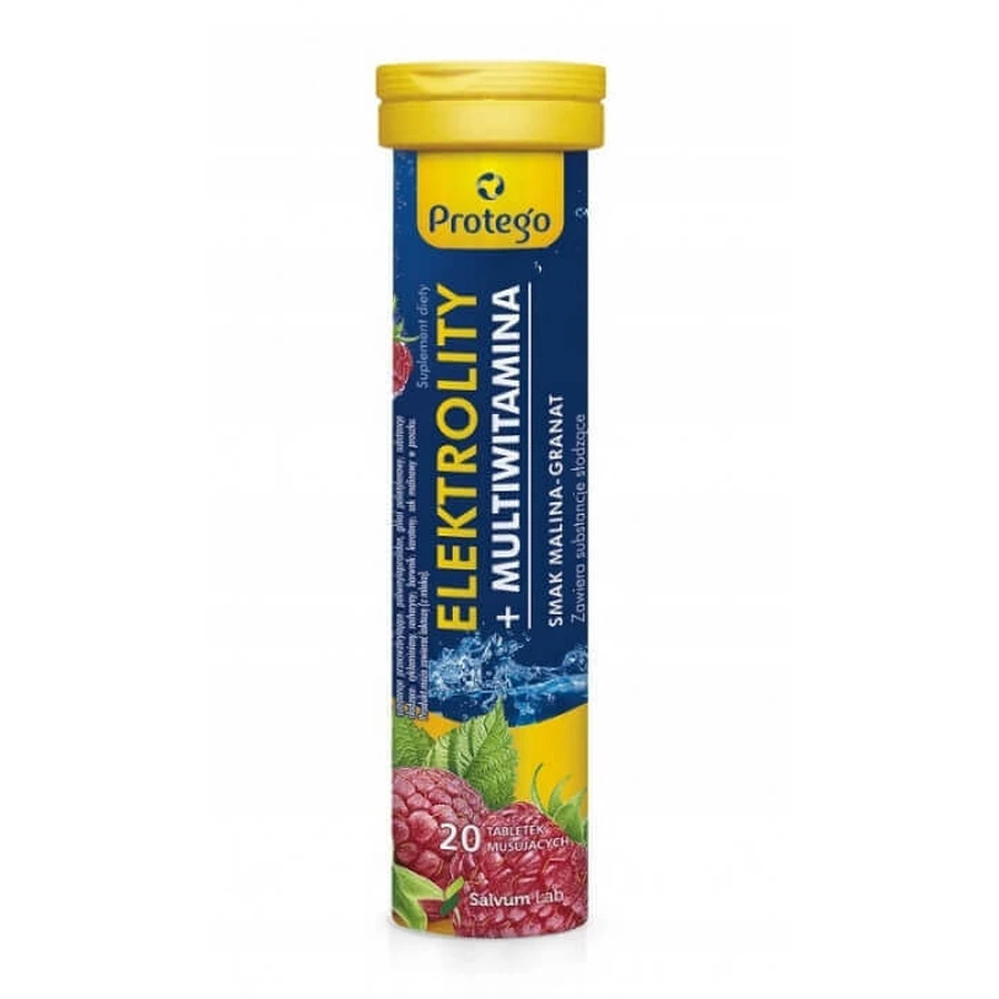 Protego Electrolytes + Multivitamin, малиново-гранатовый вкус, 20 шипучих таблеток: цены и характеристики