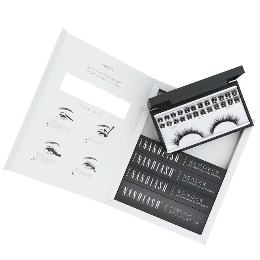 Набір накладних вій Nanolash DIY Extensions Starter Kit 10.12.14mm Heartbreaker 36 шт. + Eyelash Bonder, 5 мл + Eyelash Sealer, 5 мл + Аплікатор для вій, 1 шт. + Eyelash Remover, 5 мл: ціни та характеристики