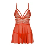 Obsessive 838-BAB-3 Babydoll and thong Red S/M
