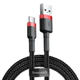 Кабель Baseus Cafule, прочный нейлоновый кабель USB/USB-C QC3.0 2A 3M, чёрный и красный (CATKLF-U91)