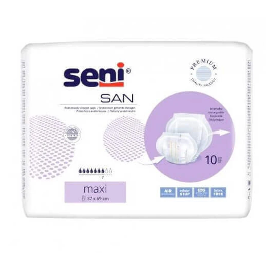 Підгузки анатомічні Seni San Maxi, 10 шт.: ціни та характеристики
