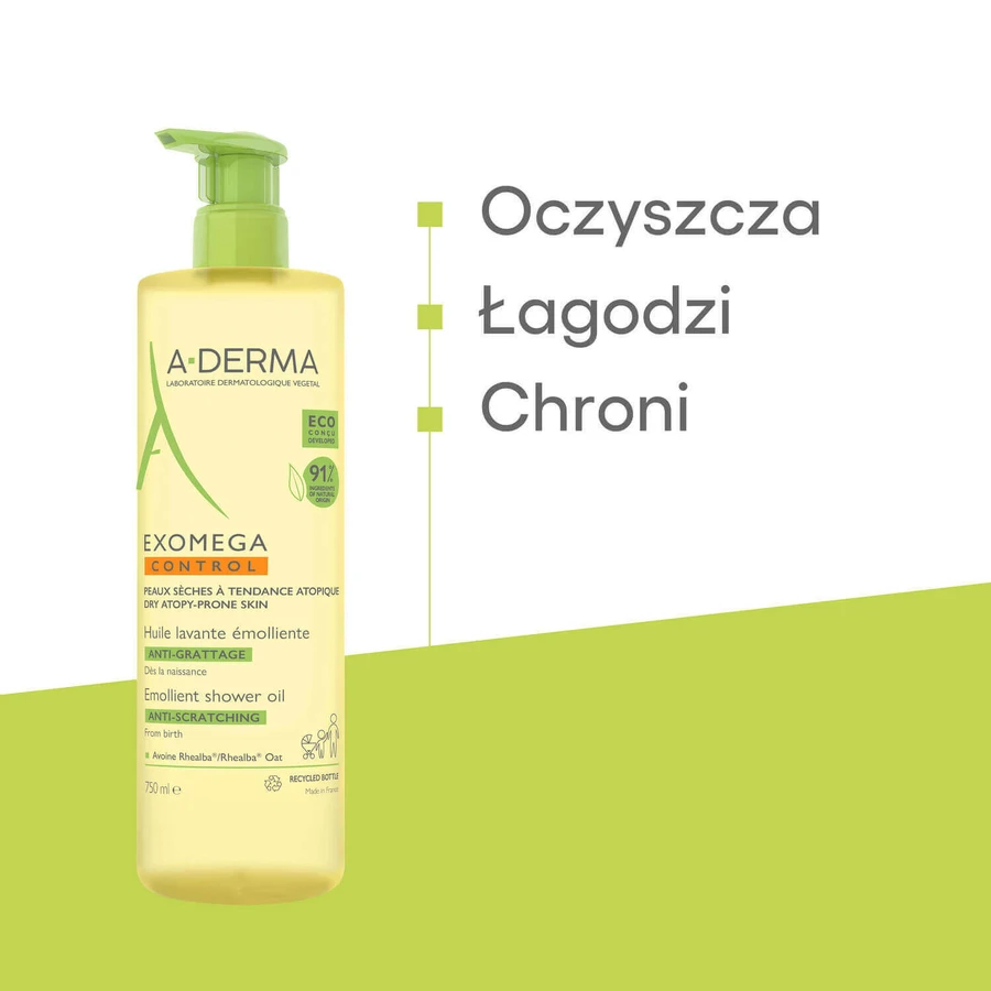Набір A-Derma Exomega Control, loțiune emolientă, piele uscată și predispusă la atopie, din ziua 1, 400 ml + ulei de duș emolientă, piele uscată și predispusă la atopie, 750 ml: ціни та характеристики