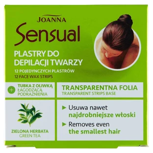 Joanna Sensual Пластыри для удаления волос на лице Зеленый чай 12 шт + тюбик масла 10 мл